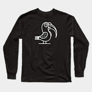 Funny Minimalist Raven Bird Cartoon Long Sleeve T-Shirt